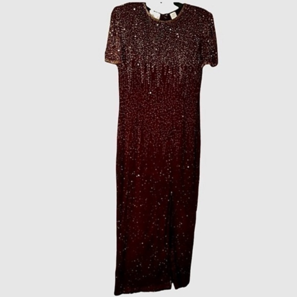 Stenay Brown Sequin Sheath Dress with Slit